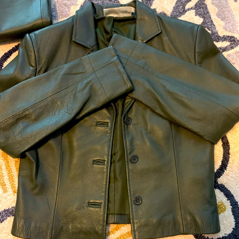 Leather pants and jacket set